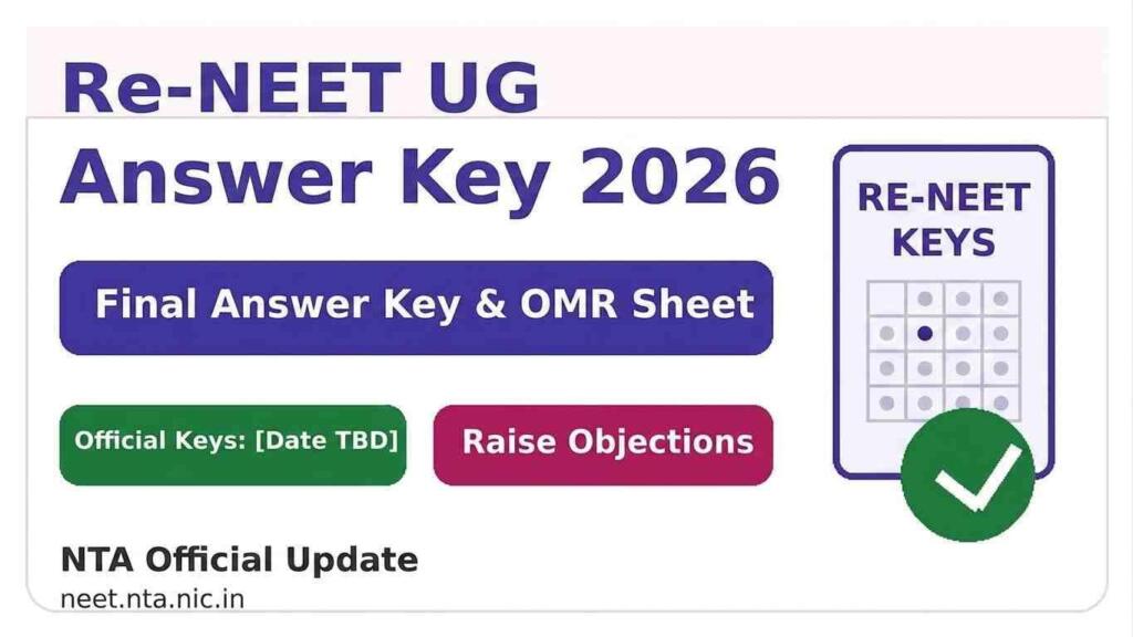 Re-NEET Answer Key 2026 official key OMR objection link soon