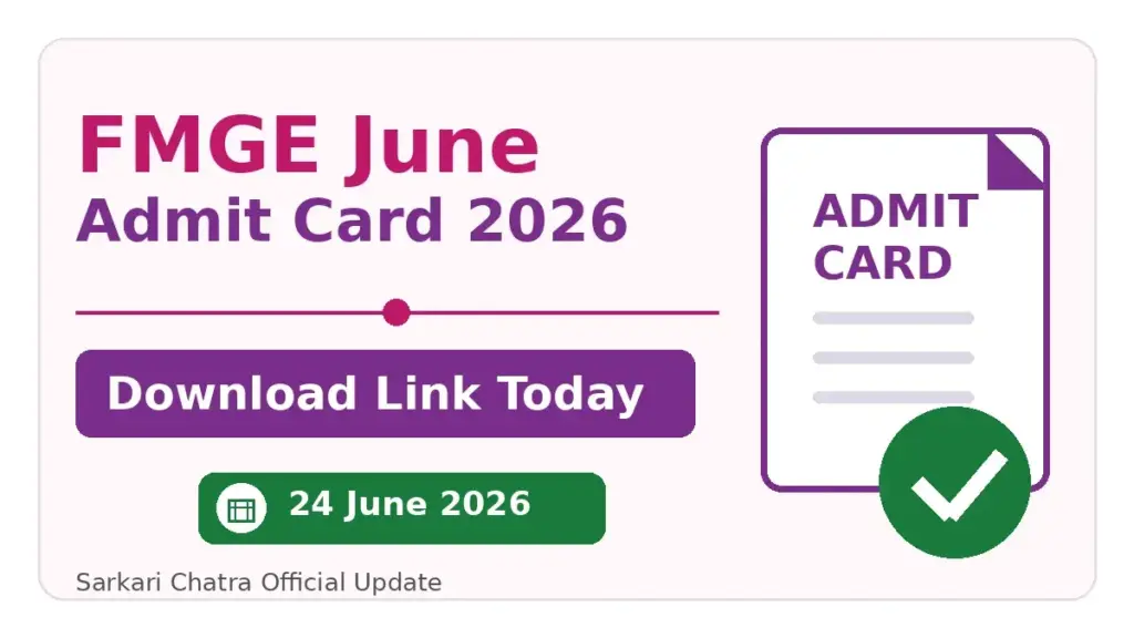 FMGE June Admit Card 2026 download link today 24 June 2026