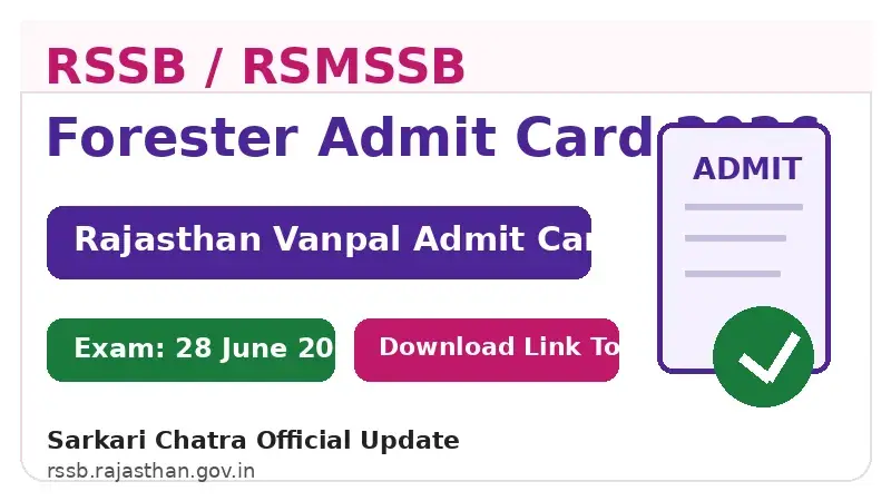 RSSB RSMSSB Forester Admit Card 2026 download link today Rajasthan Vanpal exam