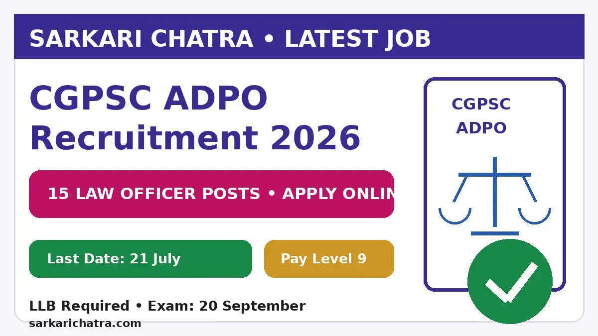 CGPSC ADPO Recruitment 2026 for 15 LLB posts