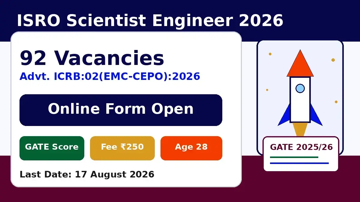 ISRO Scientist Engineer 2026 recruitment for 92 posts