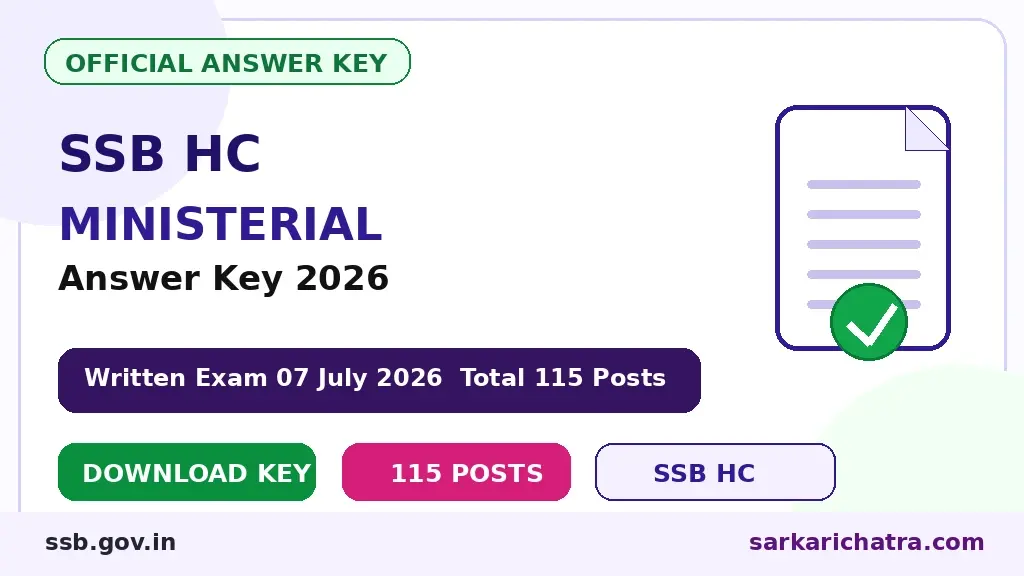 SSB HC Ministerial Answer Key 2026