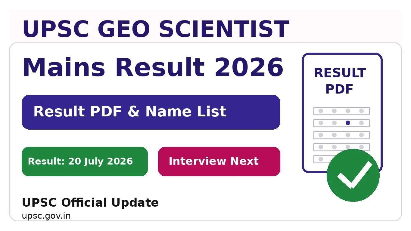 UPSC Geo Scientist Mains Result 2026