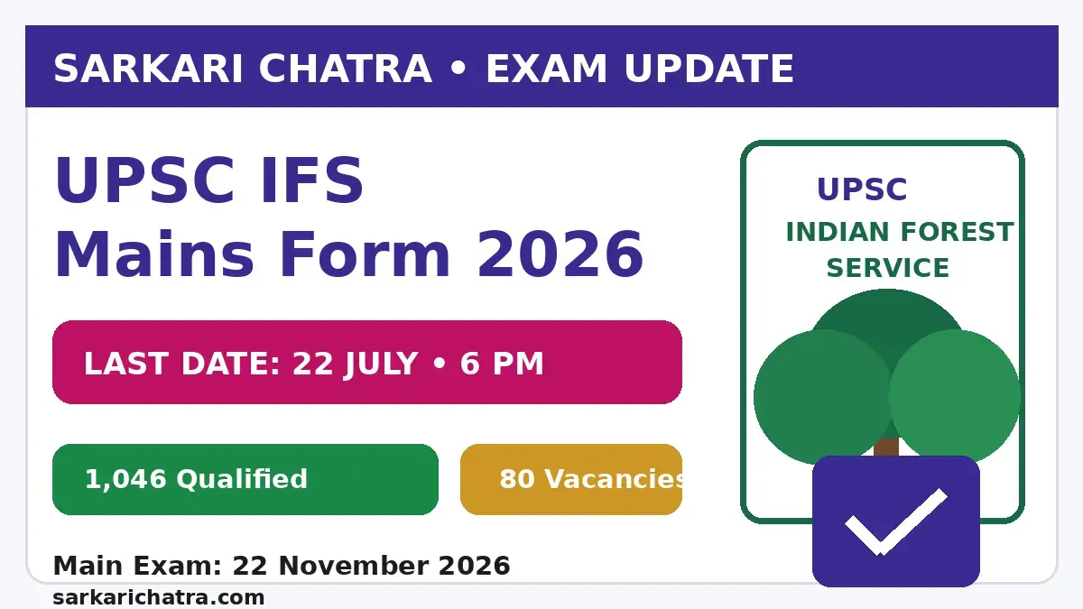 UPSC IFS Mains Form 2026 last date 22 July
