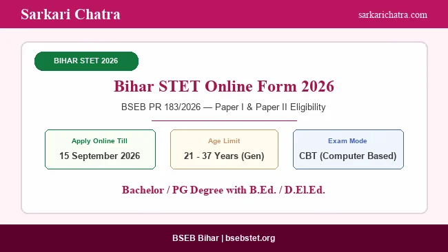 Bihar STET Online Form 2026