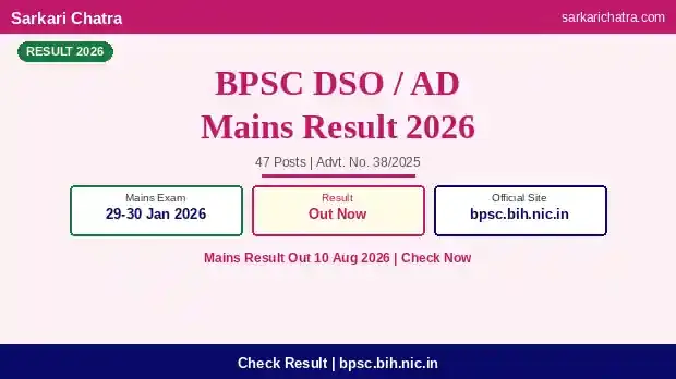 BPSC DSO AD Mains Result 2026 – Check Result at bpsc.bih.nic.in