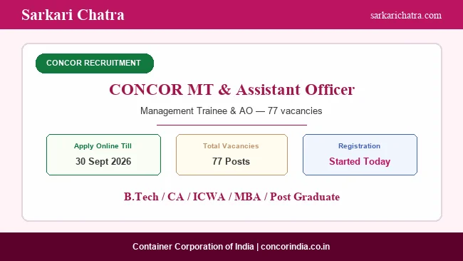 CONCOR MT Assistant Officer Recruitment 2026