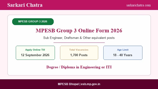 MPESB Group 3 Sub Engineer Recruitment 2026
