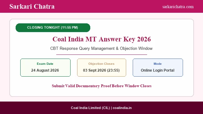 Coal India MT Answer Key 2026 Objection Last Date Today