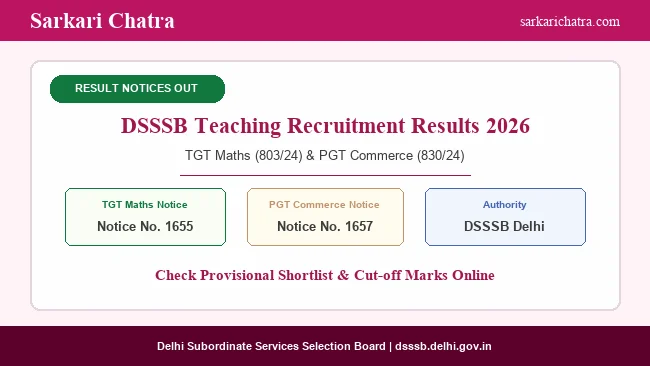 DSSSB TGT Maths and PGT Commerce Result 2026 Notices Released