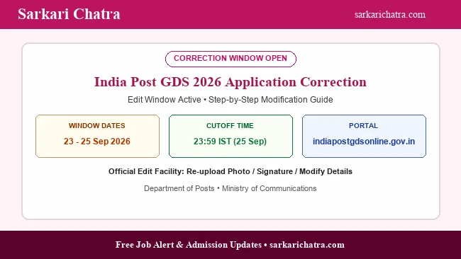 India Post GDS 2026 correction window deadline reminder banner