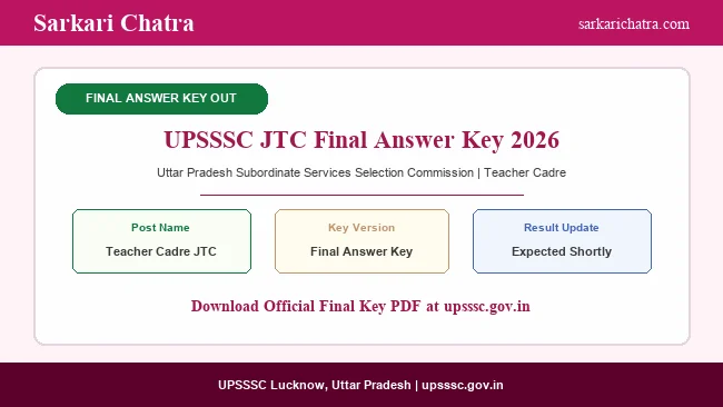 UPSSSC Teacher Cadre JTC Final Answer Key 2026