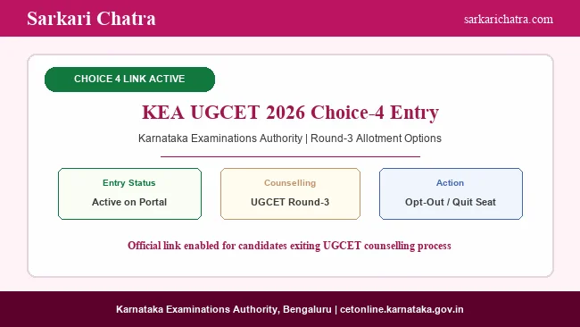 KEA UGCET Choice 4 Entry 2026 Link Activated: Round 3 Opt-Out Guidelines