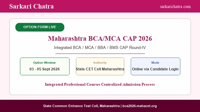 Maharashtra BCA MCA Integrated CAP Round 4 Option Form 2026