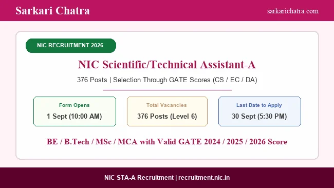 NIC Scientific Technical Assistant Recruitment 2026 - Apply for 376 Posts