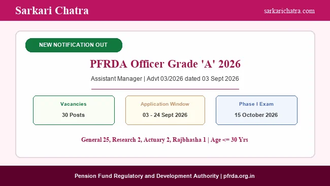 PFRDA Grade A Recruitment 2026 for 30 Assistant Manager Posts