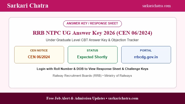 RRB NTPC under graduate level CBT provisional answer key response sheet status