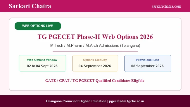TG PGECET Counselling 2026 Phase 2 Web Options Start Today