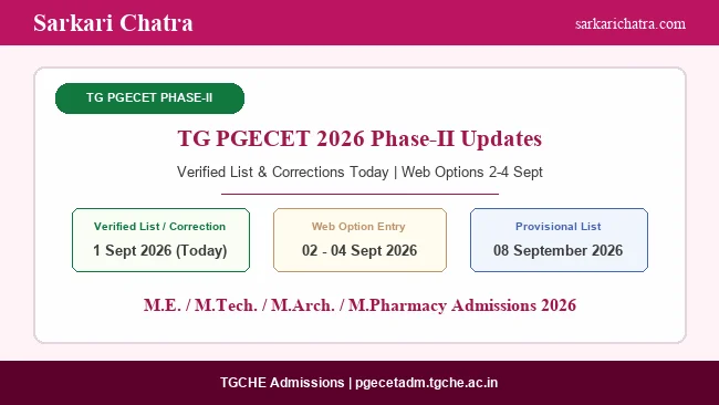 TG PGECET 2026 Phase-II Verified List and Correction Update Today