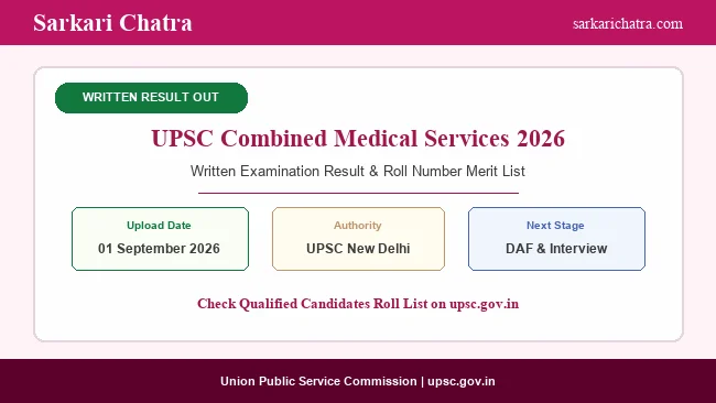 UPSC Combined Medical Services Written Result 2026 Released; Check Official PDF