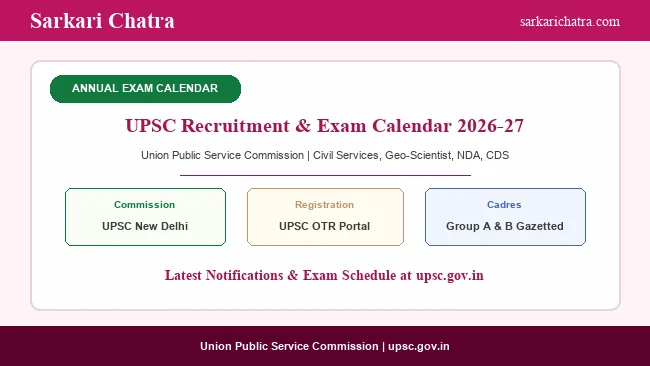 UPSC Annual Examination Calendar & Recruitment 2026-2027