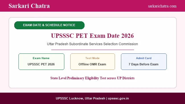 UPSSSC PET Exam Date 2026