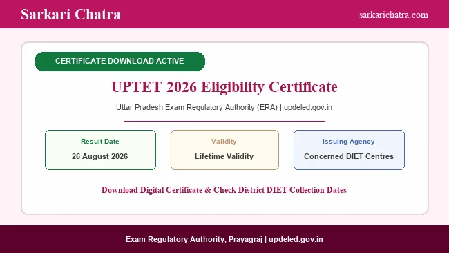 UPTET 2026 Certificate Download Link Active at updeled.gov.in
