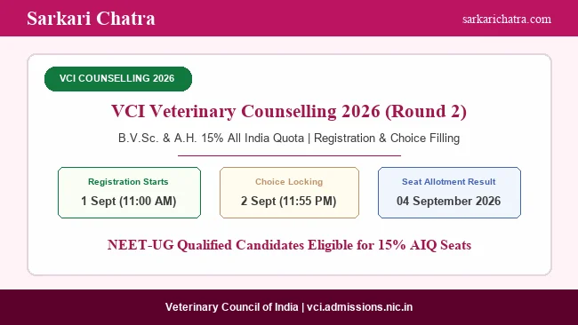 VCI BVSc AH Counselling 2026 Round 2 Registration Last Date Today